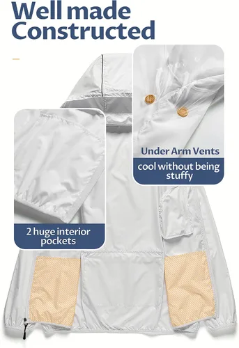 Miniatura 3 de CREATMO US Abrigos de lluvia impermeables para hombre, chaqueta de ciclismo reflectante con capucha extraíble