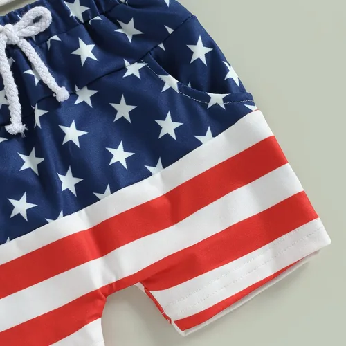 Miniatura 5 de Conjunto de ropa patriótica con estampado americano para el 4 de julio para bebé y niño del 4 de julio