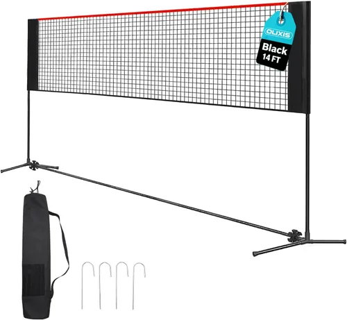 Miniatura 10 de OLIXIS Red de bádminton portátil, red de voleibol ajustable en altura, red de bádminton con bolsa de transporte, red de voleibol para piscina, patio