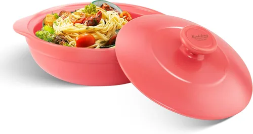 Miniatura 9 de MINH LONG - Horno holandés de porcelana de 2 cuartos con tapa, sin plomo ni cadmio, apto para horno hasta 482 °F, retención de calor, olla de Luna