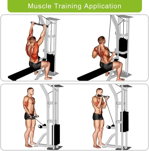 Miniatura 6 de SELEWARE Accesorios de máquinas de cable de barra recta giratoria para gimnasio, barra de tracción barra de presión con mango de goma