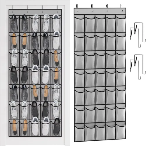 Miniatura 8 de WVM Organizador de zapatos sobre la puerta con 35 bolsillos de malla transpirable, organizador de zapatos colgante para puerta con 4 ganchos