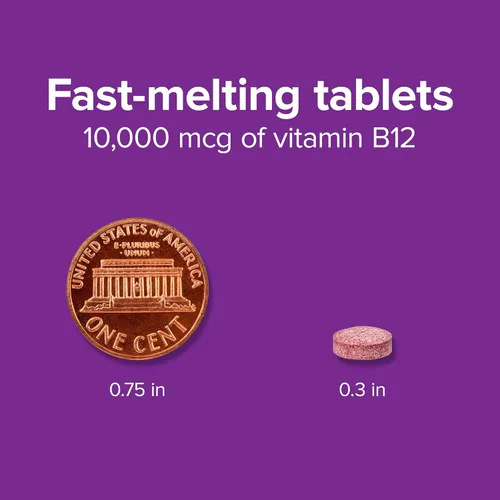Miniatura 4 de Webber Naturals Vitamina B12 10,000 mcg, ultra fuerte, 40 unidades, tabletas sublinguales B12 de disolución rápida, suplemento vitamínico para apoyo