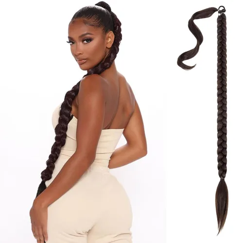 Miniatura 10 de Mebeli Extensiones de cola de caballo trenzadas, extensiones trenzadas, extensiones de cola de caballo largas trenzadas, extensiones de cola de #2