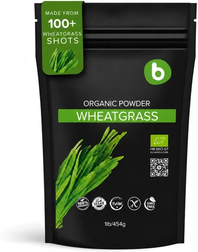b Polvo de pasto de trigo orgánico, para desintoxicación y apoyo a la inmunidad, superalimento, vegano, rico en fibras, clorofila, minerales, sin
