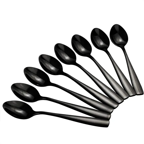 Miniatura 7 de Teyyvn Cucharas de té de acero inoxidable de 16 piezas, cuchara pequeña negra