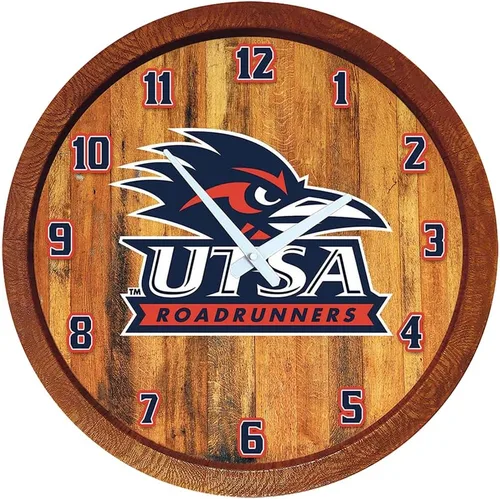 Miniatura 165 de The Fan-Brand NCAA Oklahoma Sooners: Reloj de pared con parte superior de barril de imitación para decoración de bar, decoración de fiesta