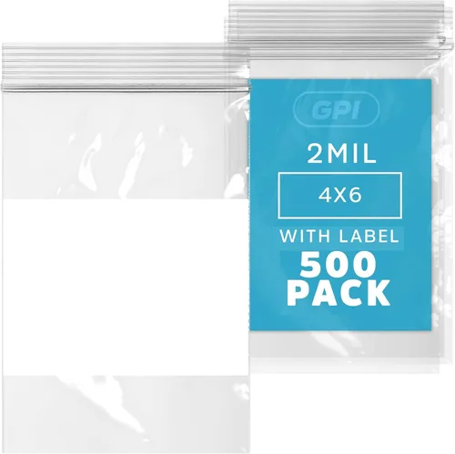 Miniatura 14 de GPI Caja de 1000 bolsas de plástico transparente recerrable con cremallera de 3" x 4" - A granel de 2 mil de grosor, bolsitas de poli fuertes
