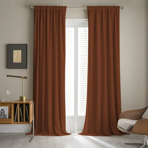 Miniatura 2 de MUMFAS Cortinas con pestaña trasera naranja tostado 52x63 2 paneles