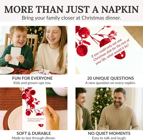 Miniatura 3 de COTIER - Paquete de 20 servilletas de inicio de conversación de Navidad, servilletas de papel de 3 capas de alta calidad con diseño de lámina