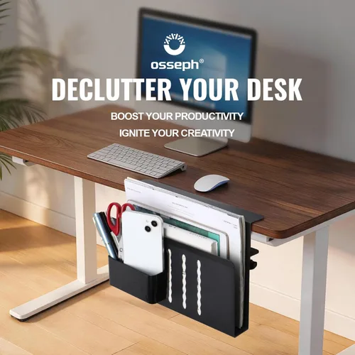 Miniatura 2 de Organizador lateral de escritorio, soporte para laptop con soporte magnético para bolígrafo, organizador de escritorio colgante sin taladros