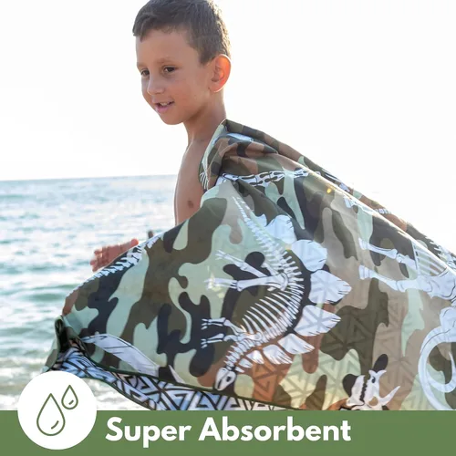 Miniatura 4 de ECCOSOPHY Toallas de playa y bolsa de microfibra para niños de 60 x 30 pulgadas para niñas y niños - Toallas de piscina de secado rápido - Manta