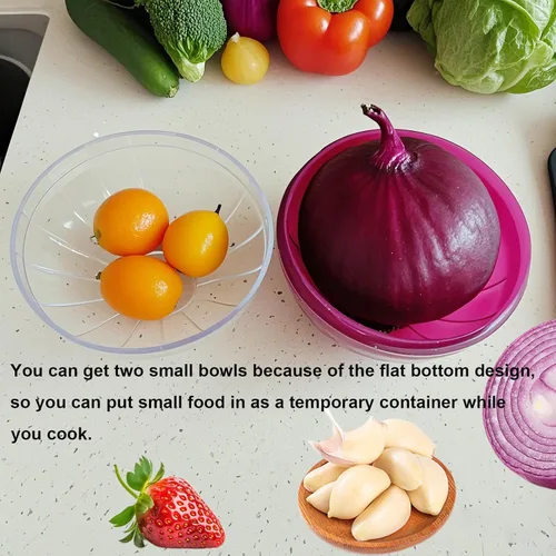 Miniatura 6 de Contenedores de almacenamiento reutilizables para cebolla y tomate, conservadores de frescura con tapa transparente organizador para refrigerador