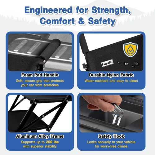 Miniatura 5 de Escaleras para perros grandes, para perros medianos, rampa plegable para auto y SUV, escalones para cama, escalones extra anchos antideslizantes