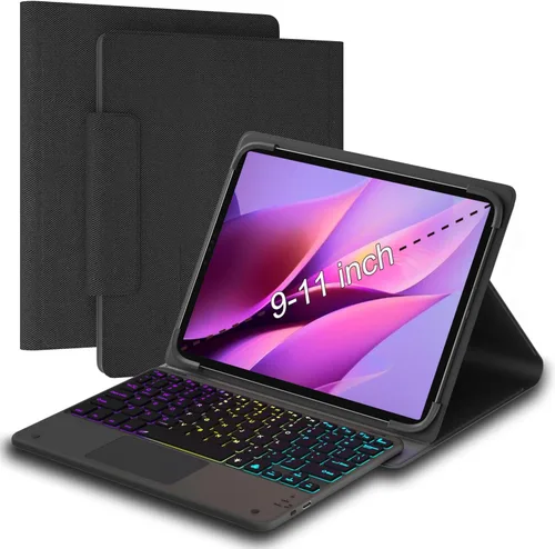 Teclado Universal para Tableta con Funda de Touchpad para Tabletas de 9", 9.7", 10.1", 10.2", 10.5", 10.9", 11", Teclado Inalámbrico con