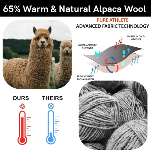 Miniatura 5 de Pure Athlete Calcetines de esquí fabricados en Estados Unidos, calcetines ligeros de lana de alpaca para el invierno para esquiar