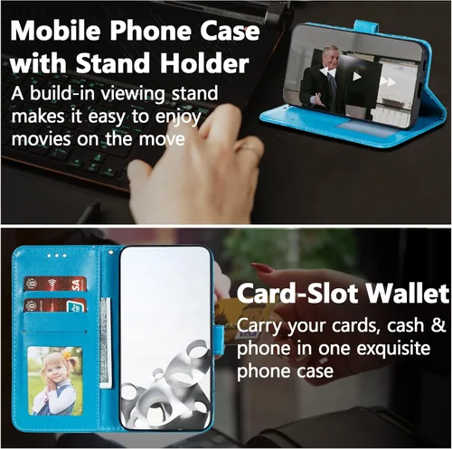 Miniatura 2 de EYZUTAK Funda de cuero con diseño de mandala para Samsung Galaxy S8, con tapa y ranuras para tarjetas, soporte magnético, funda protectora ultra