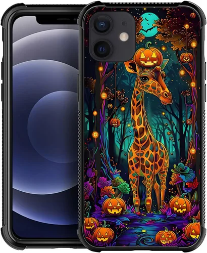 Miniatura 12 de ZHEGAILIAN Funda compatible con iPhone 12/12 Pro, funda de invasión de vaca alienígena OVNI, parte trasera de vidrio templado + funda protectora