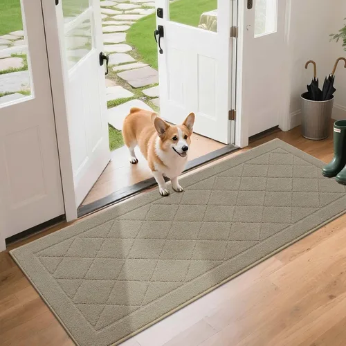 Miniatura 12 de BEQHAUSE Tapete para puerta de 20 x 32 pulgadas, tapete antideslizante para puerta, lavable, tapete para puerta de perro, resistente a las manchas