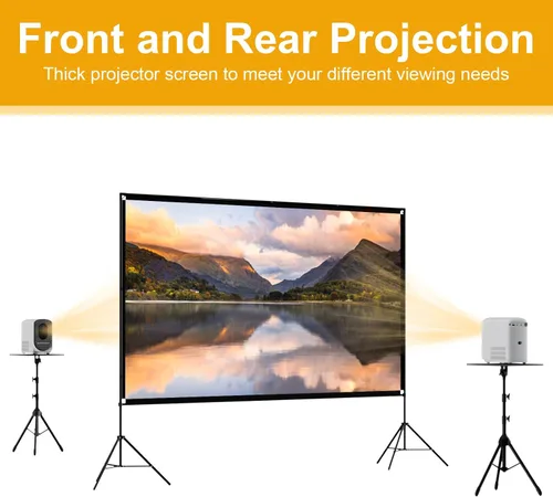 Miniatura 6 de Pantalla de proyector para exteriores con soporte, pantallas de proyector plegables de 120 pulgadas con bolsa de transporte portátil, pantalla