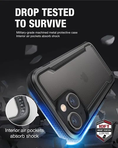 Miniatura 2 de RAPTIC Shield para iPhone 14, funda protectora transparente a prueba de golpes, grado militar, probada en caídas de 10 pies, marco de aluminio