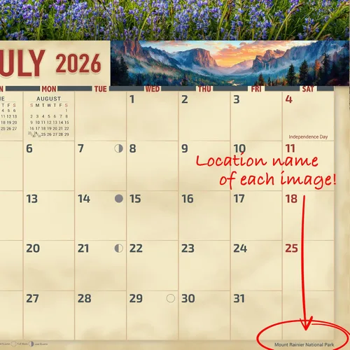 Miniatura 5 de The KING Company-Monster Calendars - Calendario de pared de parques nacionales 2026, 16 meses, tamaño XL, 14 x 22 pulgadas, calendario escénico