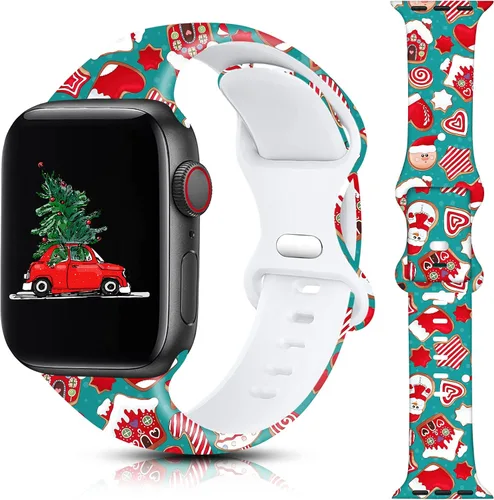Miniatura 25 de Correa de reloj de Navidad para Halloween compatible con Apple Watch Band de 1.496 in, 1.575 in, 1.614 in, 1.654 in, 1.732 in, 1.772 in, iWatch