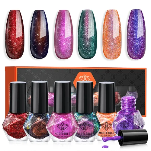 Miniatura 18 de modelones Esmalte de uñas, capa base 3 en uno, 0.5 onzas líquidas, fortalecedor de uñas transparente, secado rápido, larga duración, brillo