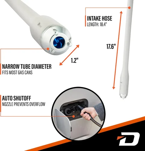 Miniatura 3 de Deway Bomba de batería de transferencia automática de combustible con parada automática y manguera de PVC, bomba de sifón de 2.5 GPM para gasolina