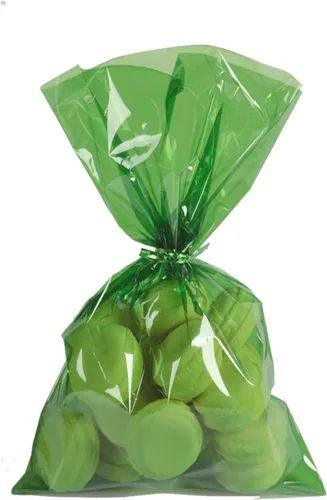 WOPARTY Bolsas de celofán transparente verde para golosinas, bolsa de plástico para celofán, bolsa de plástico de 6 x 9 pulgadas, paquete de 50