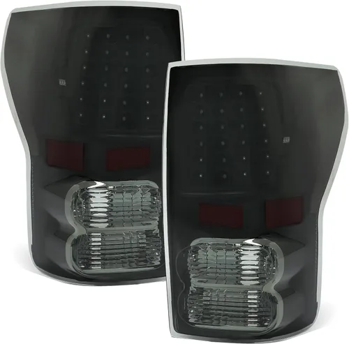 Miniatura 2 de KUAFU Par de luces traseras compatibles con Toyota Tundra Pickup 2007-2013, conjunto de lámpara trasera de freno trasero de plástico para el lado
