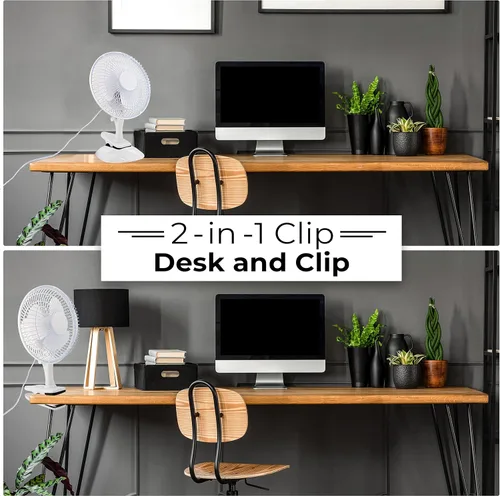 Miniatura 2 de RamPro Escritorio portátil y ventilador de clip, ventiladores de 6 pulgadas, enchufe pequeño y silencioso, pequeño ventilador de refrigeración