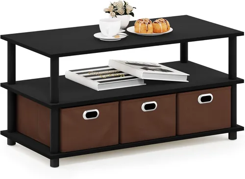Miniatura 13 de Furinno - Mesa de centro con cajones, marrón oscuro/negro
