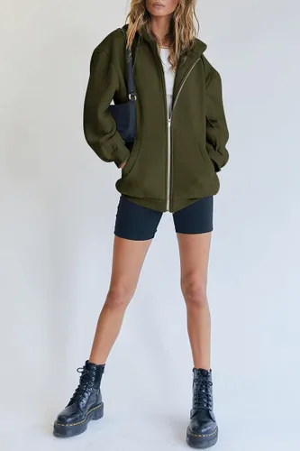Miniatura 4 de Trendy Queen - Sudaderas con capucha Y2K con cremallera para mujer, de manga larga, para otoño, de gran tamaño, casual, con bolsillo
