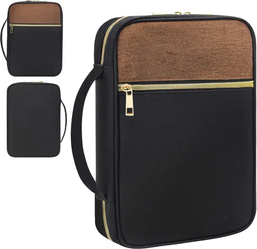 Miniatura 25 de GUEER Funda para Biblia para hombres, Portabiblia, Funda para Biblia Bolsa Organizadora de Transporte, con Cremallera y Bolsillos para Biblia