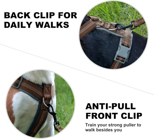 Miniatura 69 de Arnés para perro Plutus Pet sin tirón, arnés ajustable de nylon con acolchado suave, arnés para perro reflectante y resistente para perros pequeños