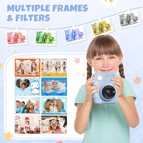 Miniatura 5 de Cámara para niños, impresión instantánea, pantalla de 3.0 pulgadas, cámara instantánea de foto de 48 MP para niños con tarjeta de 32 GB, juguete