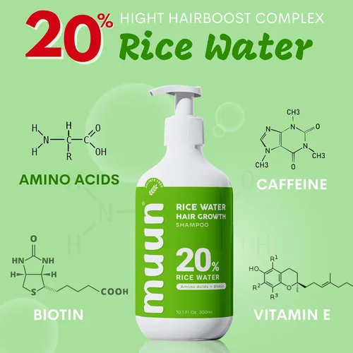 Miniatura 3 de Muun Champú y acondicionador de agua de arroz para el crecimiento del cabello, regeneración, adelgazamiento del cabello y anti pérdida de cabello