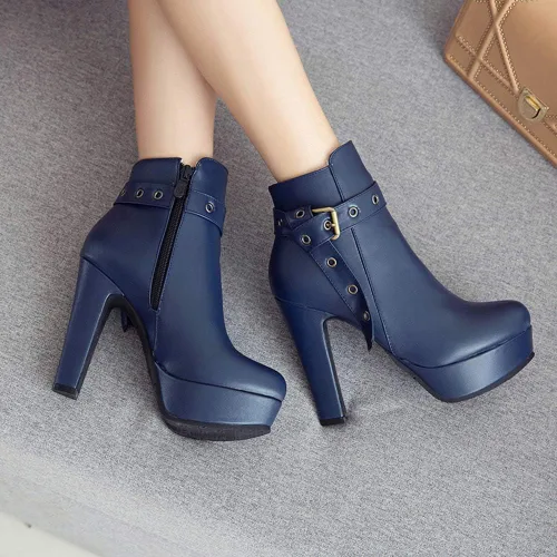 Miniatura 55 de Scaoruki Zapatos de otoño de moda para mujer, botines de tacón de bloque