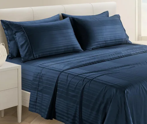 Miniatura 23 de Casa Platino Sábanas tamaño King de 500 hilos, satén suave, 100% algodón, sábanas de 6 piezas con sábana encimera, sábana bajera ajustable y fundas
