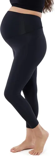 Miniatura 3 de Ingrid & Isabel Basics - Leggings activos de maternidad 78 con panel cruzado, soporte para el vientre, color negro