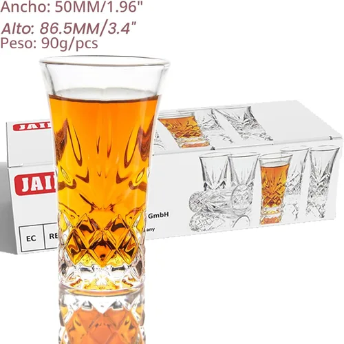Miniatura 2 de JAIEF Vasos de tequila con base pesada, vasos cordiales de 2 onzas (juego de 6)