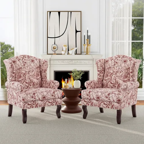 Miniatura 37 de Silla decorativa, sillón tapizado con respaldo alto con esponja de alta resistencia y patas de madera, sillas individuales modernas y cómodas de Un