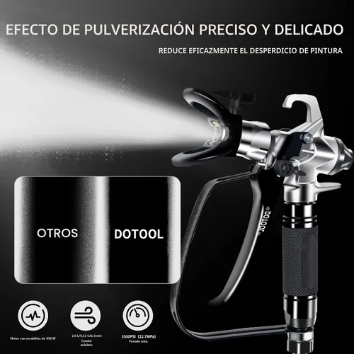 Miniatura 4 de DOTOOL - Pulverizador de pintura sin aire, pistola de pulverización de alta eficiencia de 3300 PSI, sin dilución, con barra de extensión y otros