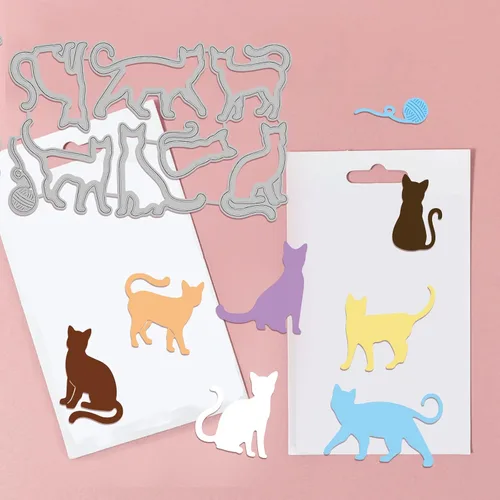 Miniatura 8 de GLOBLELAND Troqueles de corte de silueta para perros y gatos para hacer tarjetas, troqueles de corte para perros y gatos para manualidades, álbumes