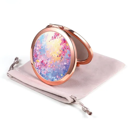 Miniatura 18 de Espejo Compacto Oro Rosa Espejo de Maquillaje Mini Espejo de Bolsillo Plegable Espejo de Mano Portátil de Doble Cara 2x 1x Aumento para Mujeres