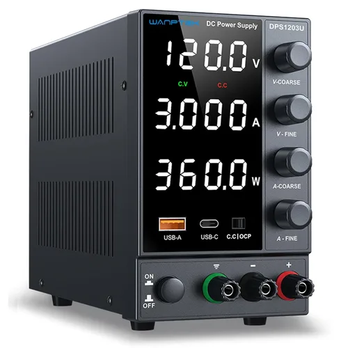 Miniatura 10 de Fuente de alimentación CC variable 0-30V 0-10A, fuentes de alimentación de banco reguladas de conmutación ajustable con codificador grueso y perilla