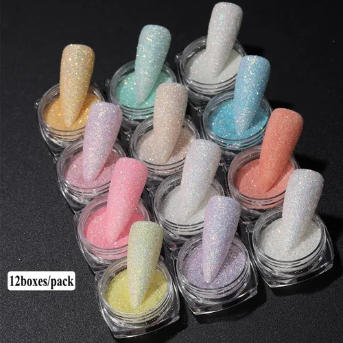 Miniatura 2 de Fcozpjk Brillantina que brilla en la oscuridad, kit de polvo de pigmento luminoso de 12 cajas, polvo de pigmento fluorescente para uñas, polvo