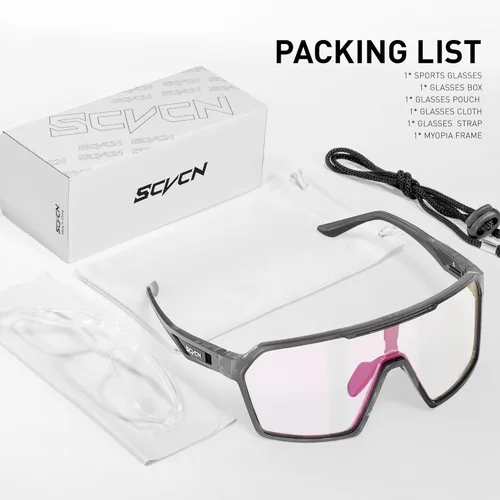 Miniatura 6 de SCVCN Photochromic Cycling Glasses Men Women Clear Mountain Bike Sunglasses Sports Baseball Riding MTB S327 Fotocrómico Púrpura-06