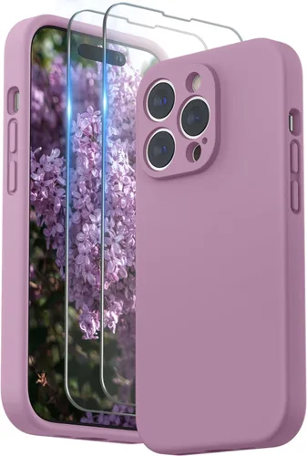 Miniatura 16 de SURPHY Funda diseñada para iPhone 14 Pro con protector de pantalla, (protección de cámara y forro de microfibra suave), funda de silicona líquida